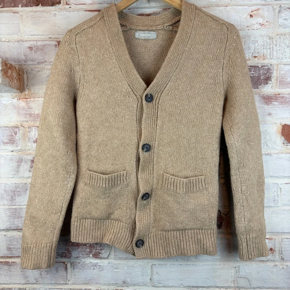 Everlane Camel Alpaca Merino Wool Grandpa Cardigan S Old Money Quiet Luxury Fall